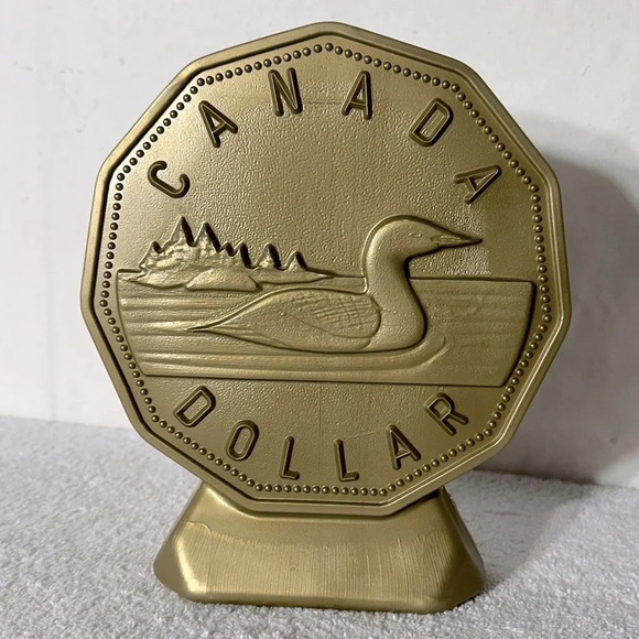Vintage Playtoy Industries Plastic Loonie Coin Bank Piggy Bank - Picture 1 of 8